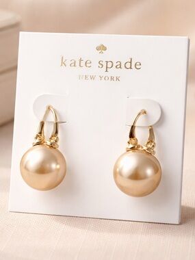 kate spade Gold-Tone Champagne Pearl Drop Earrings